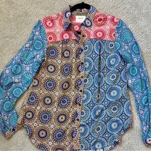 Maeve Anthropologie long sleeve colorful button up top. XS